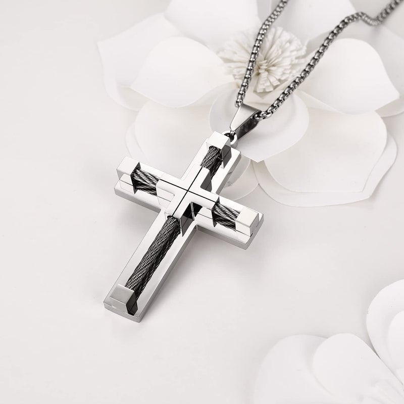 Yonhon Cross Necklace for Men Stainless Steel - Image 2